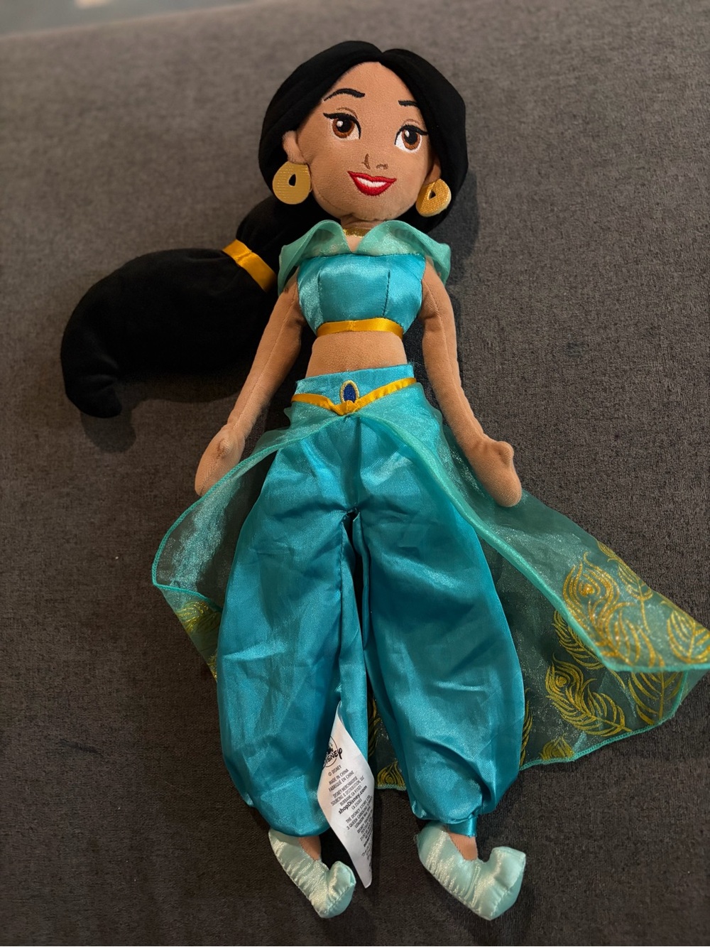 Disney Jasmine Plush Doll in Teal Outfit with Gold Accents